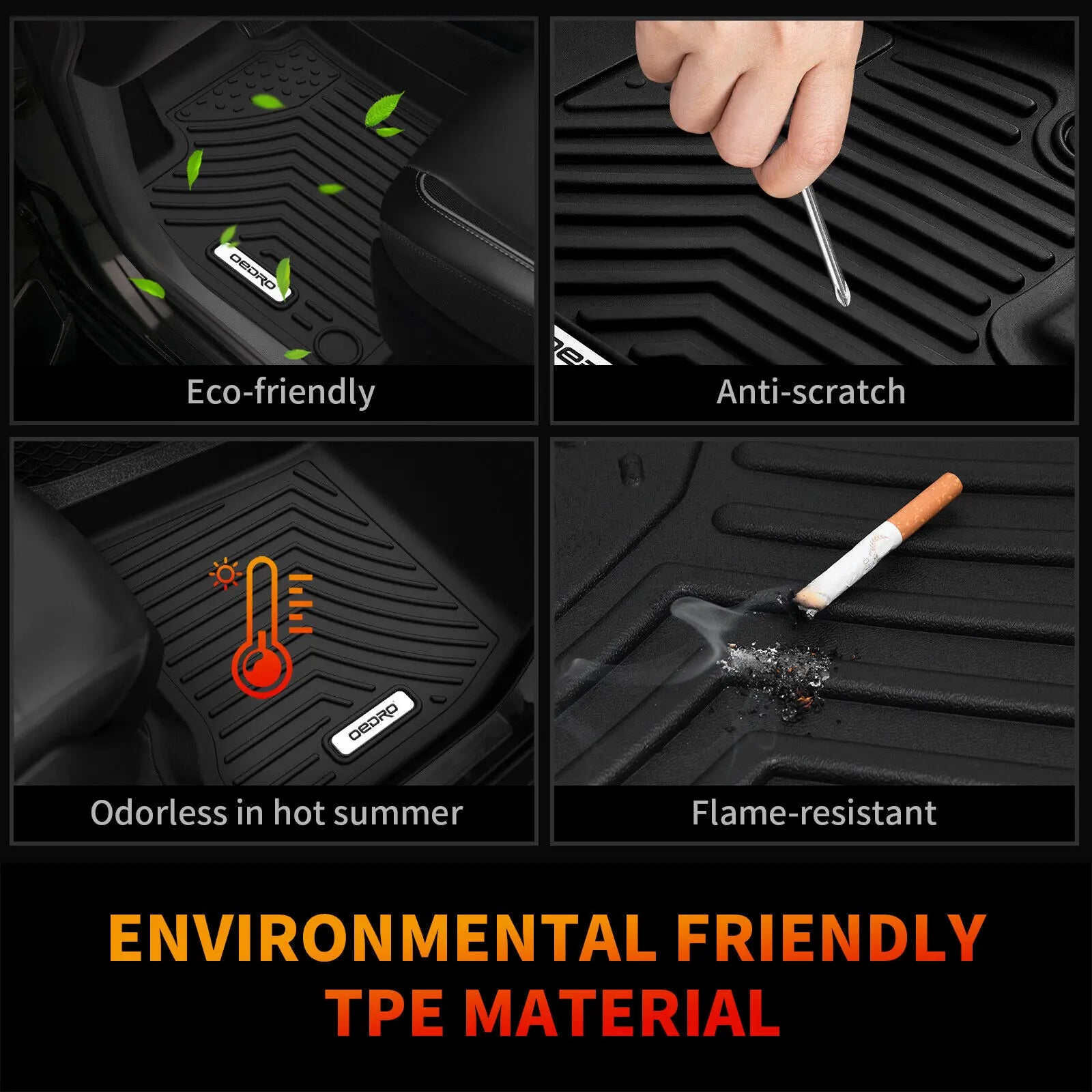 YITAMOTOR Floor Mats Set for 2023-2025 Honda Accord / 2022-2024 Honda Civic, All-Weather TPE Floor Mats & Cargo Trunk Liners, Black