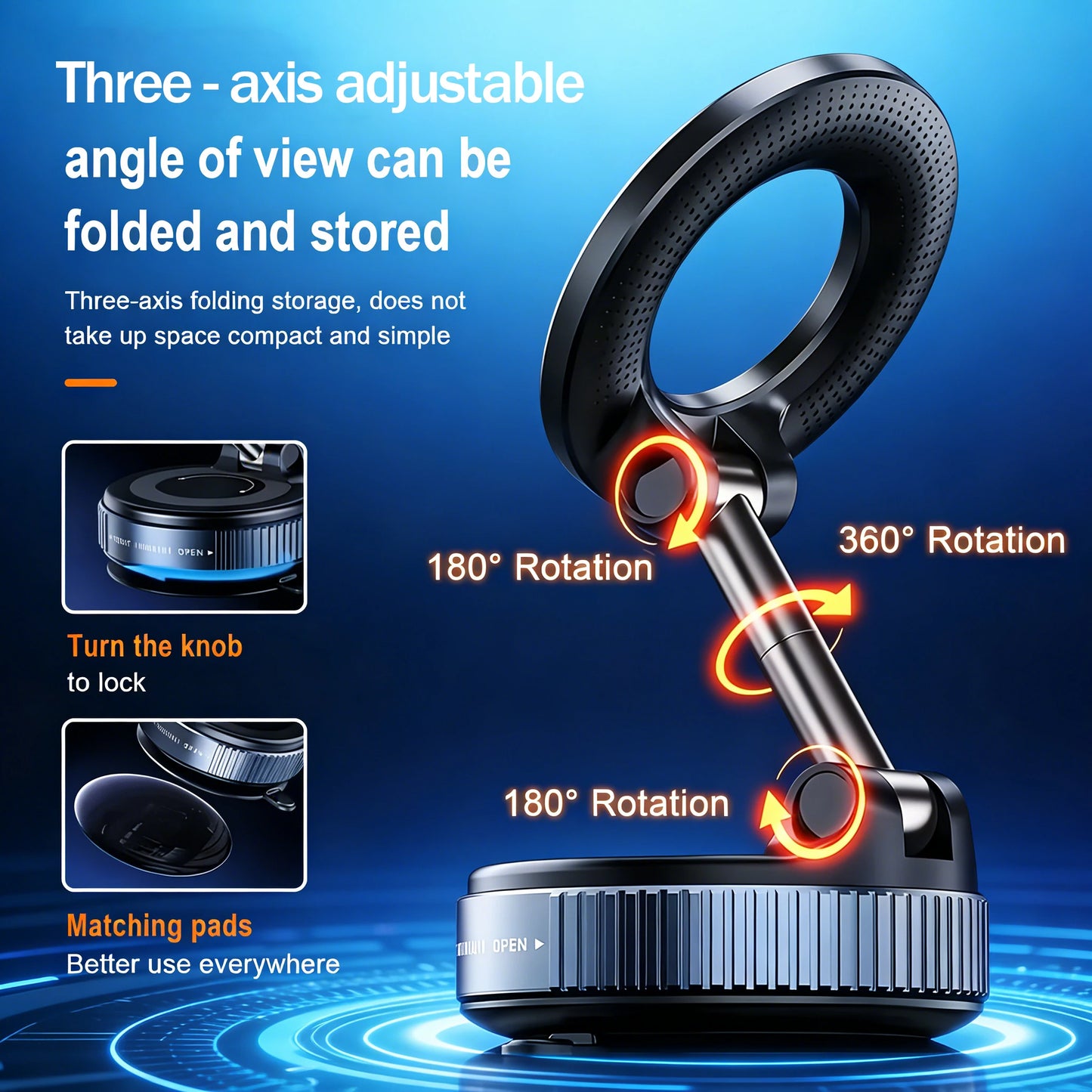 2026 Magnetic Vacuum Phone Mount  360° Adjustable Mount with Strong Suction CupNavigation Design, Universal Car Mount
