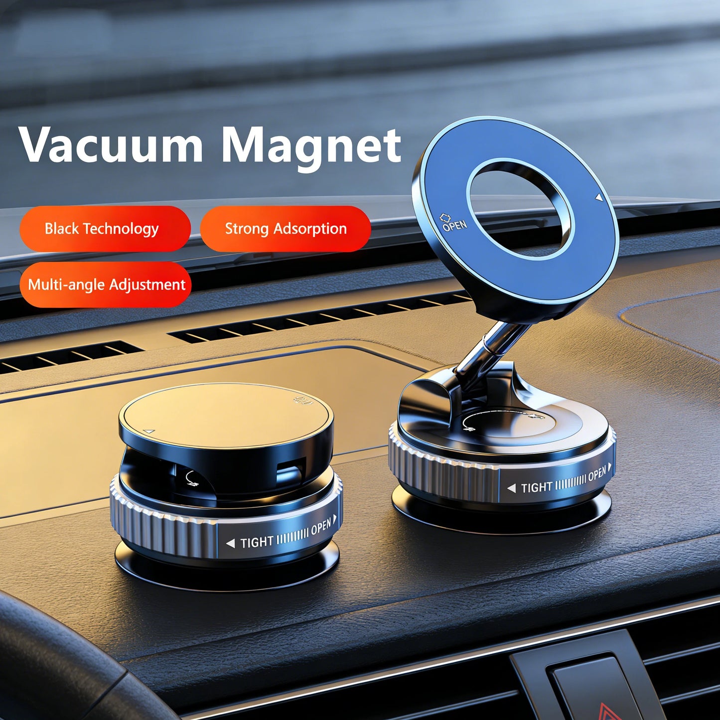 2026 Magnetic Vacuum Phone Mount  360° Adjustable Mount with Strong Suction CupNavigation Design, Universal Car Mount